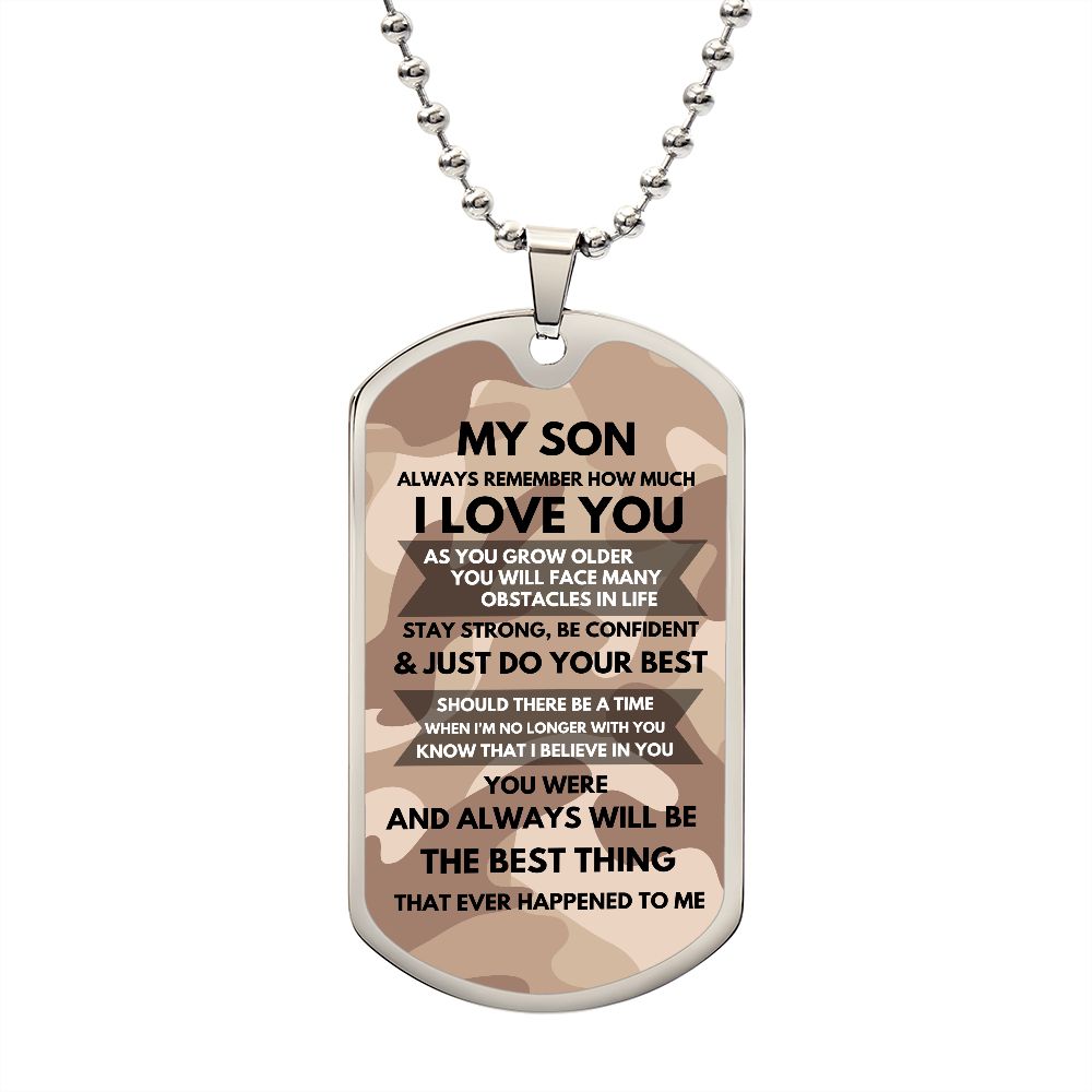 My Son | Confident Stronger | Military Dog Tag | Graduation Gift Desert