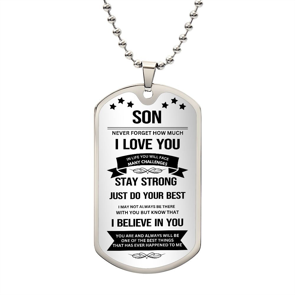 My Son | Confident Stronger | Military Dog Tag | Graduation Gift Tribal