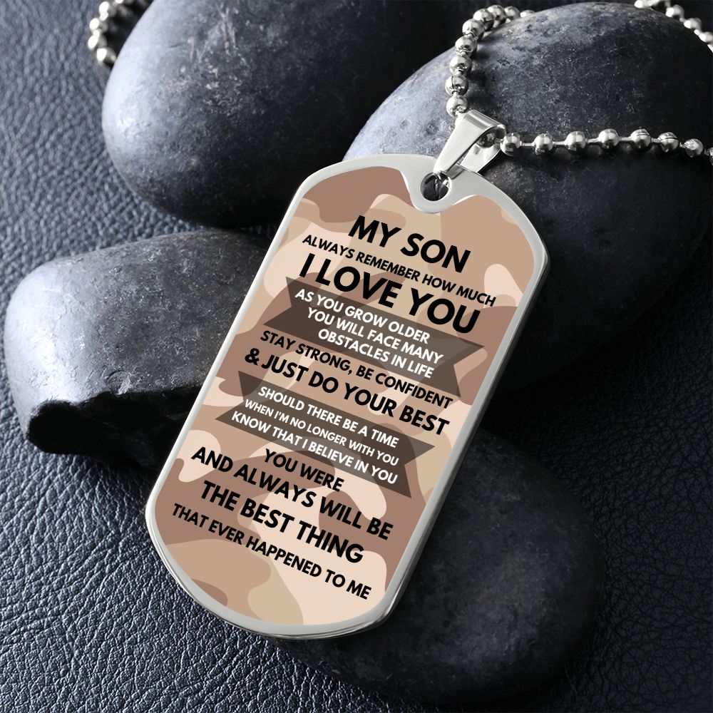 My Son | Confident Stronger | Military Dog Tag | Graduation Gift Desert