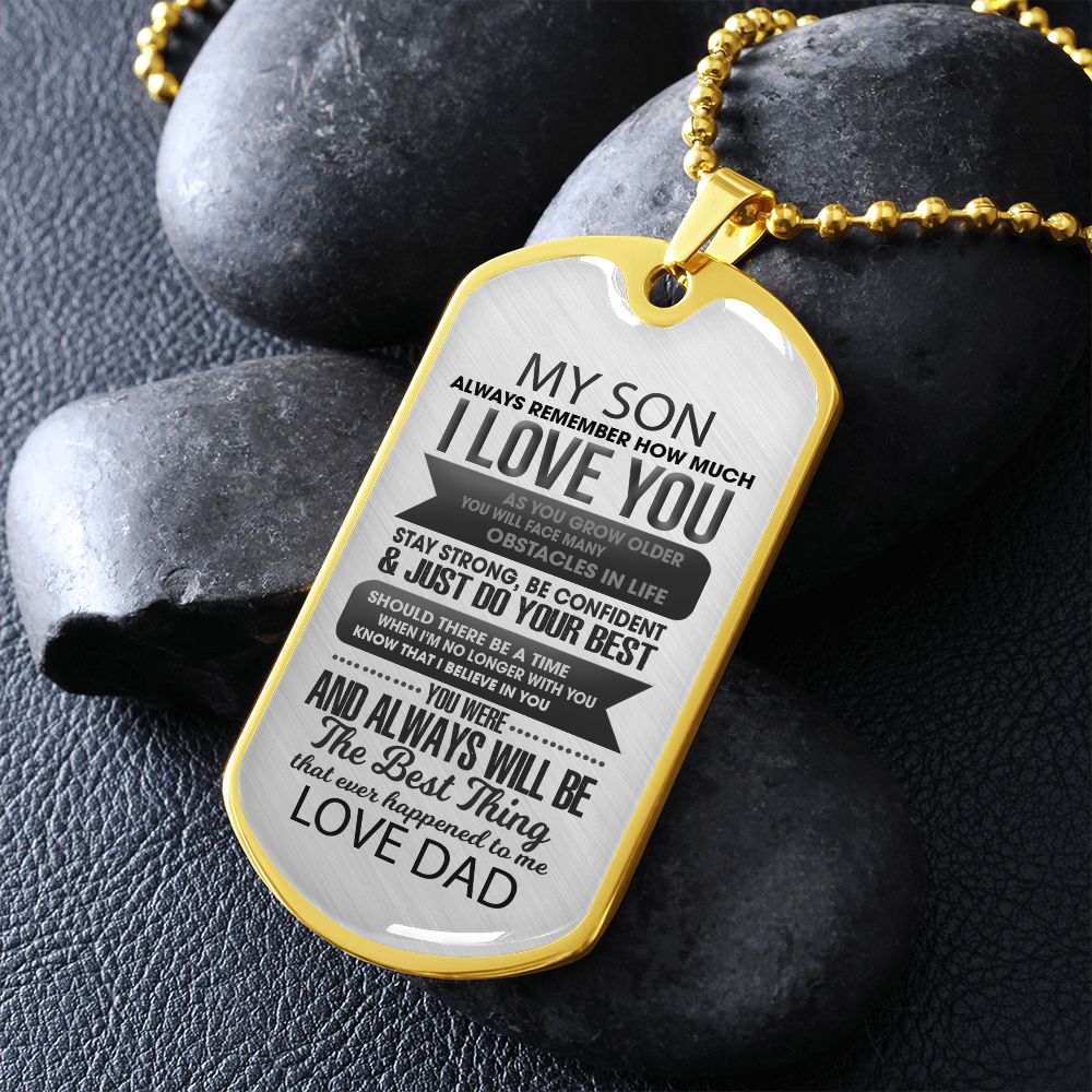 To My Son I Love You Dad | Military Dog Tag | Engraved