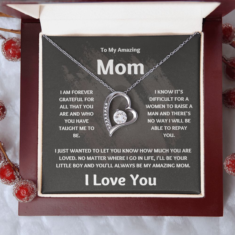 Amazing Mom | Forever Grateful Love Necklace | Mothers Day Gift Gray