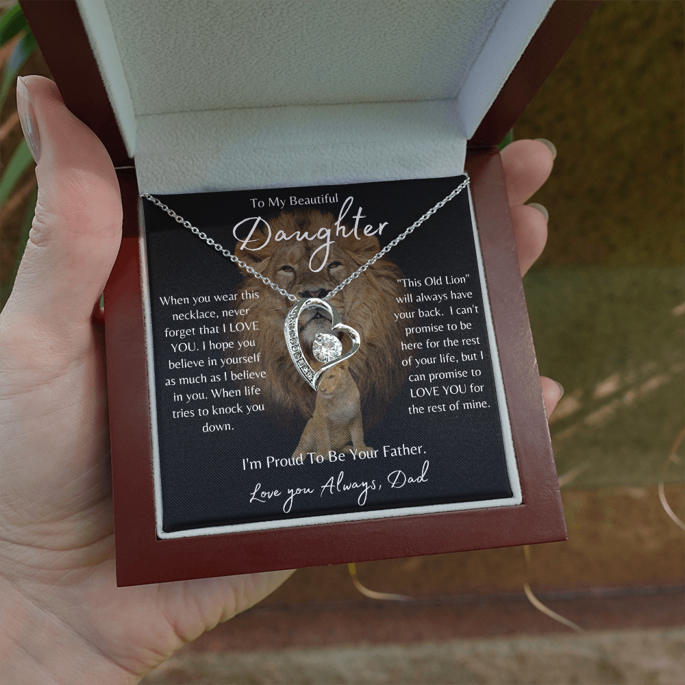 To My Daughter Lion Forever Love Necklace BK