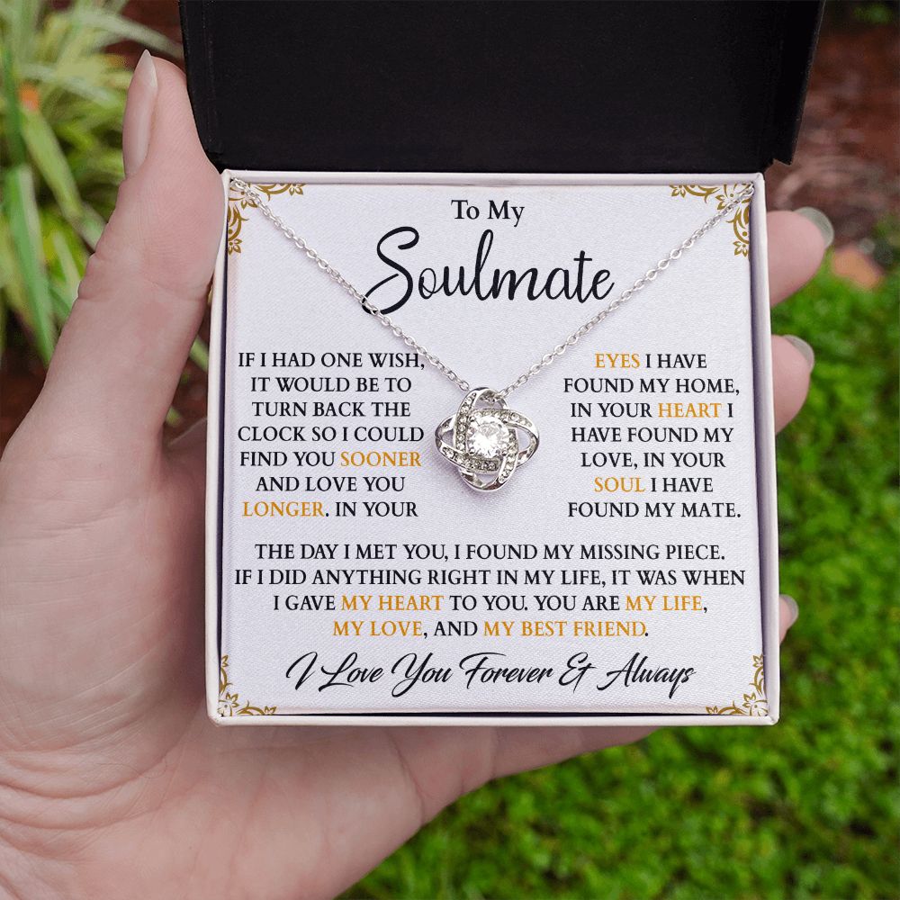 To My Soulmate | In Your Eyes | Love Knot Necklace | Wedding Anniversary Birthday Gift