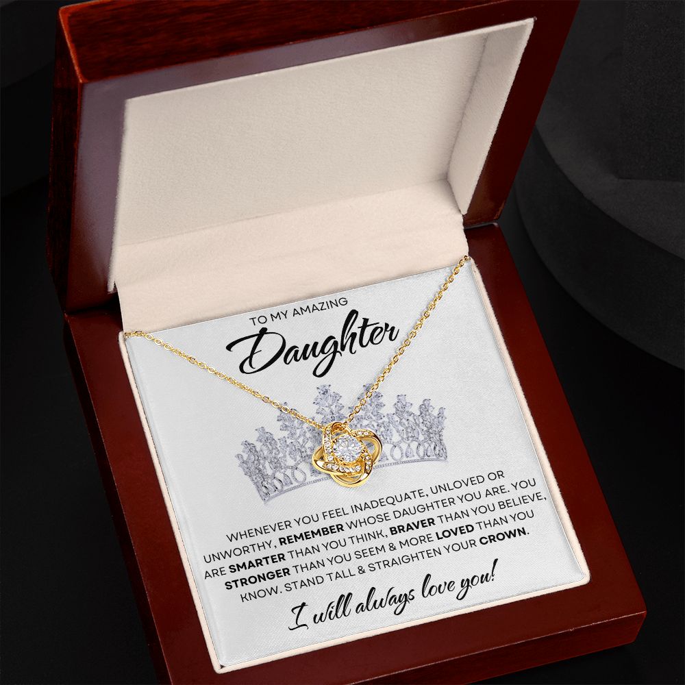 To My Daughter | Crown Bold | Love Knot Necklace