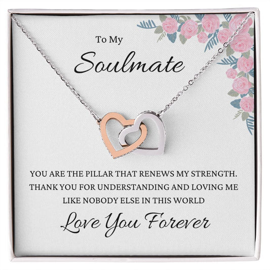 To My Soulmate Wife Girlfriend | Flower | Interlocking Hearts Necklace | Valentines Day Gifts