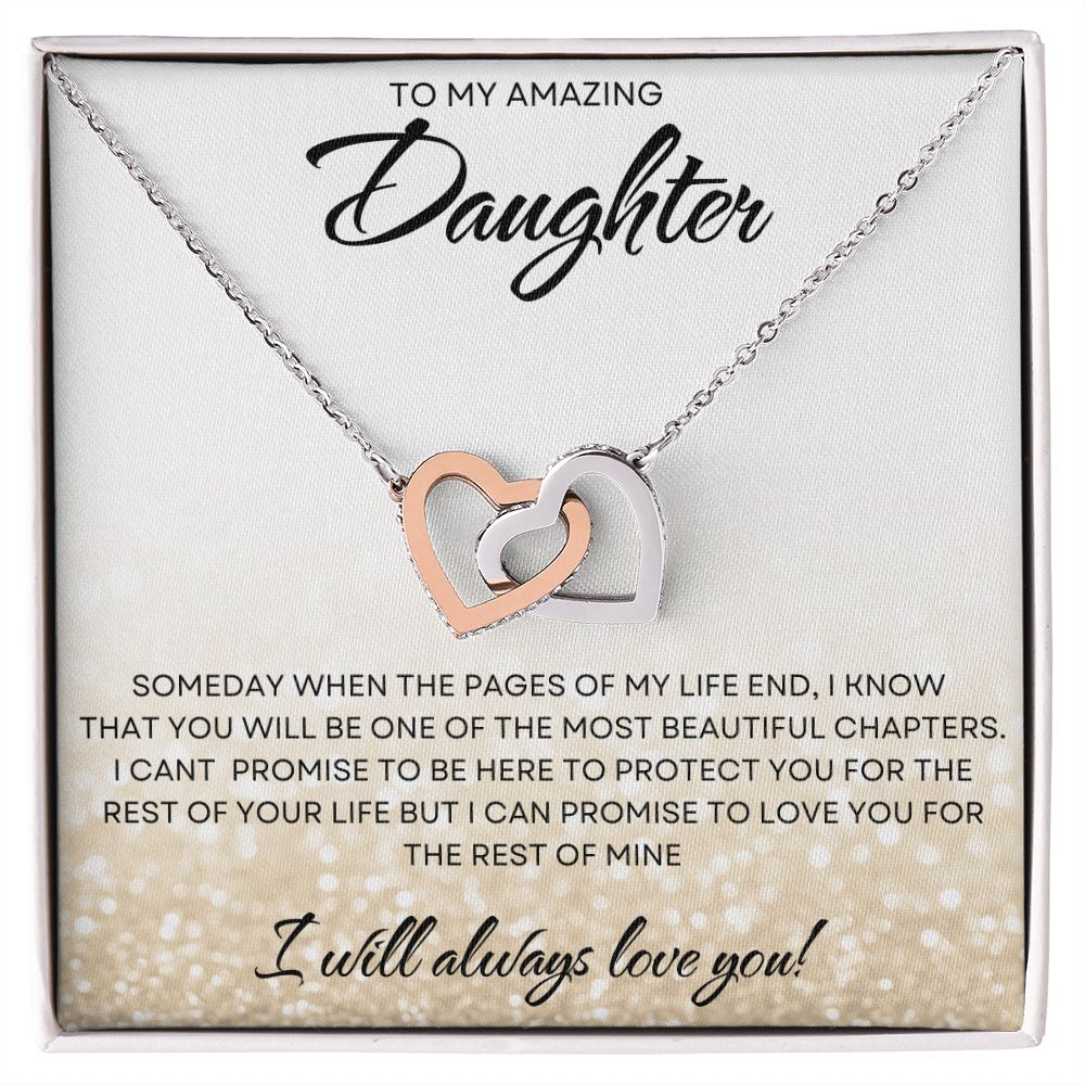 To My Daughter | Gold Glitter | Interlocking Hearts Necklace