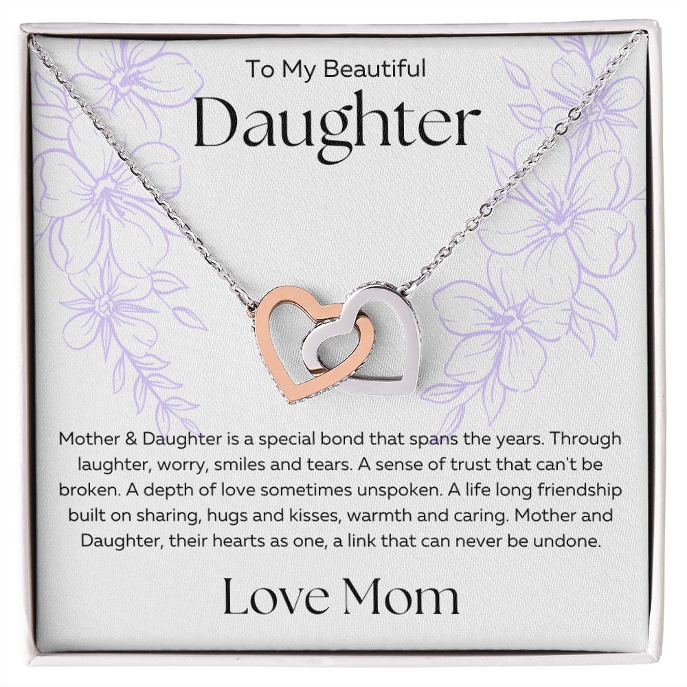 To My Daughter | Bond Love | Interlocking Hearts Necklace