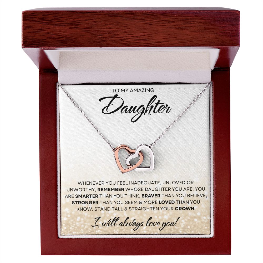 To My Daughter | Gold Glitter Bold | Interlocking Hearts Necklace