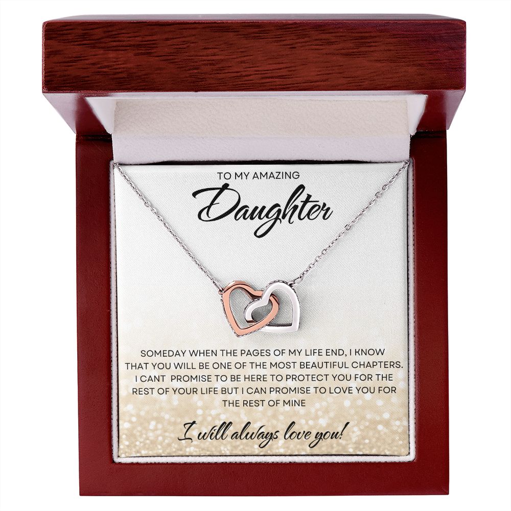 To My Daughter | Gold Glitter | Interlocking Hearts Necklace