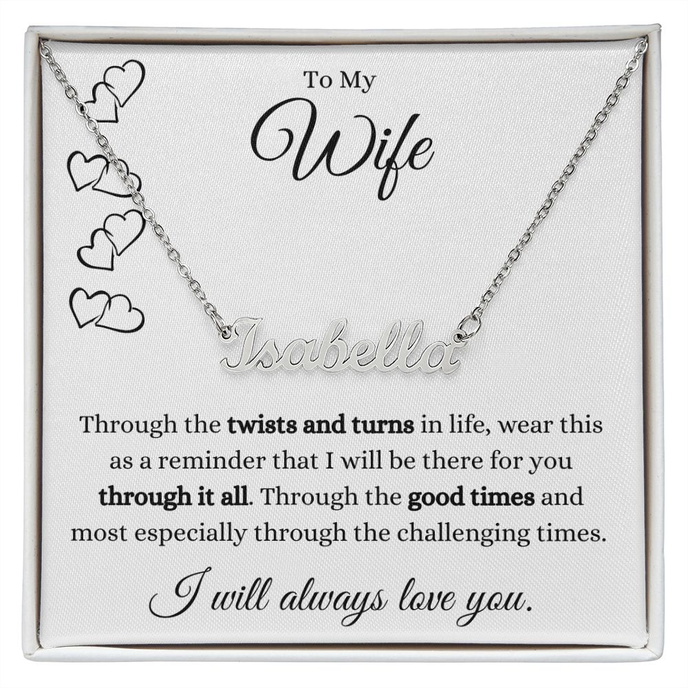 To My Wife Hearts | Twists and Turns | Name Necklace
