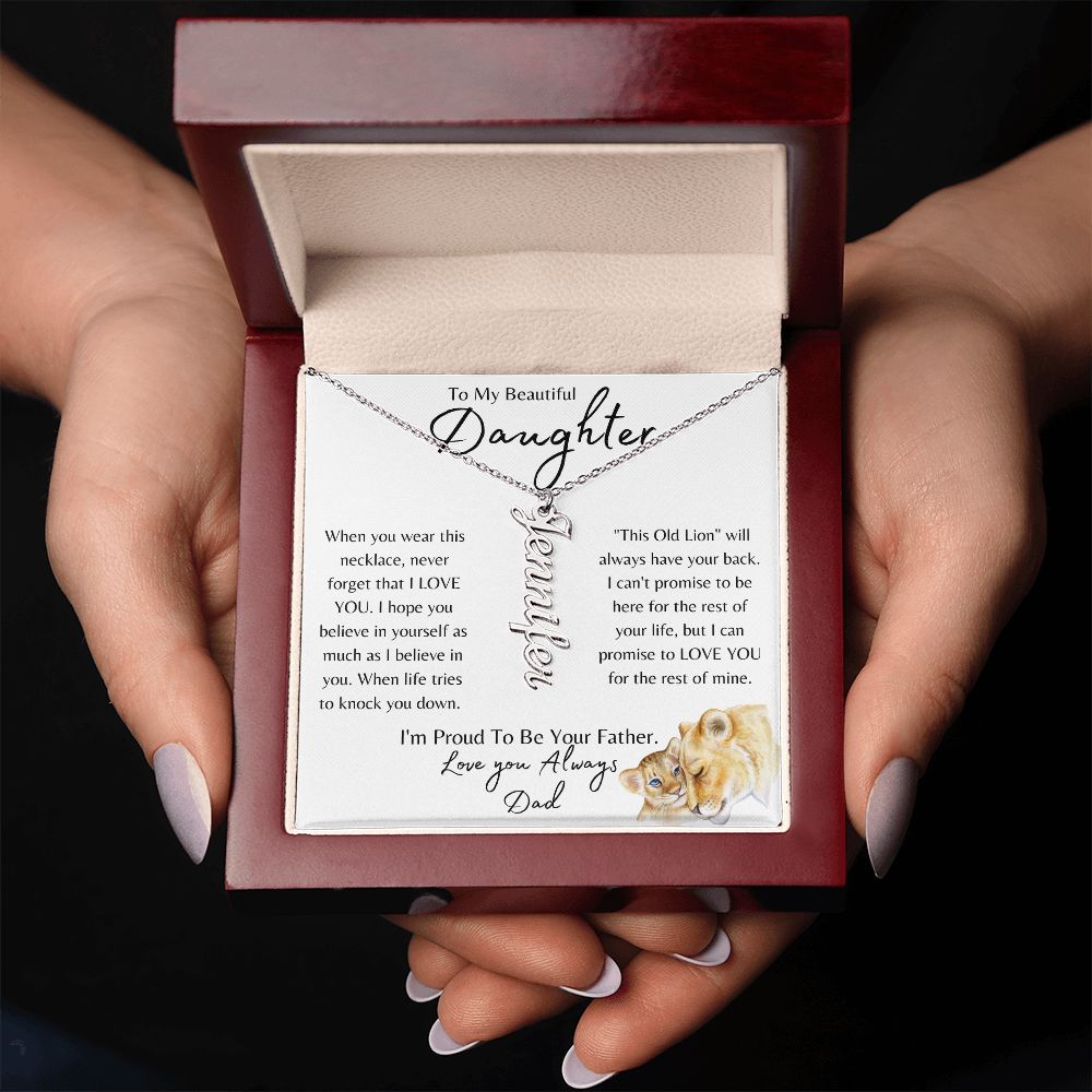 To My Daughter | This Old Lion | Vertical Name Necklace