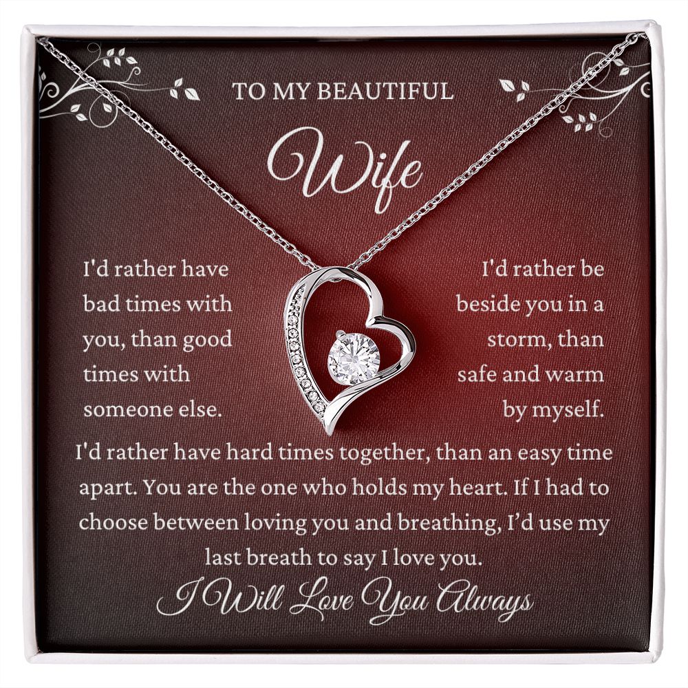 To My Wife | I'd Rather | Forever Love Necklace Red | Valentine Day Gift