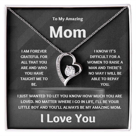Amazing Mom | Forever Grateful Love Necklace | Mothers Day Gift Black