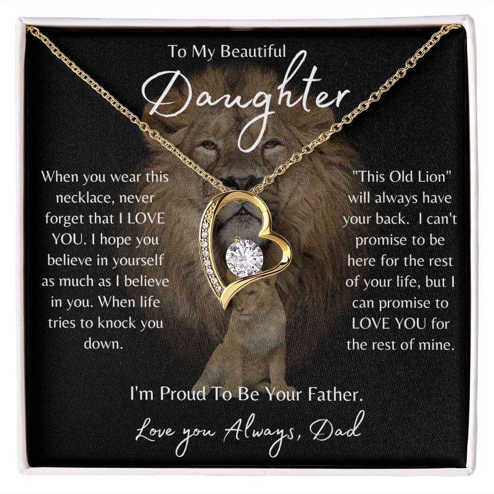 To My Daughter Lion Forever Love Necklace BK