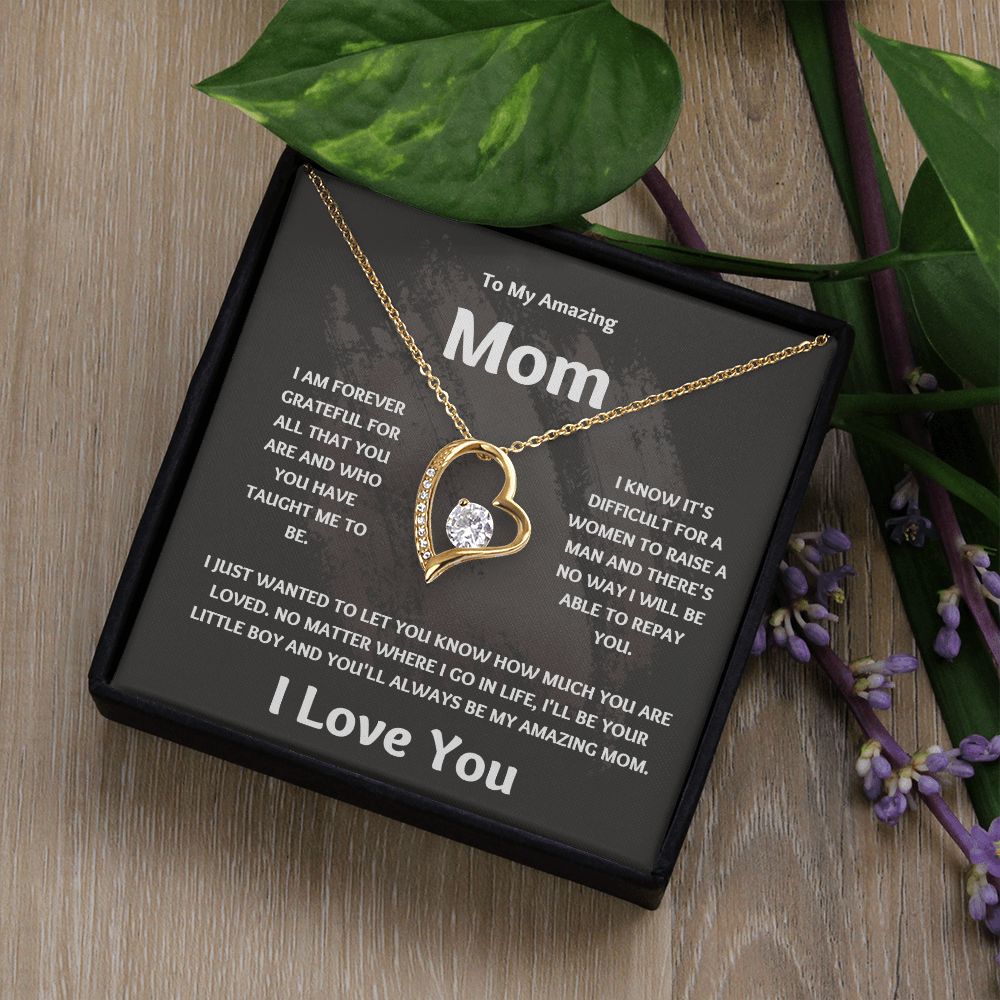 Amazing Mom | Forever Grateful Love Necklace | Mothers Day Gift Gray