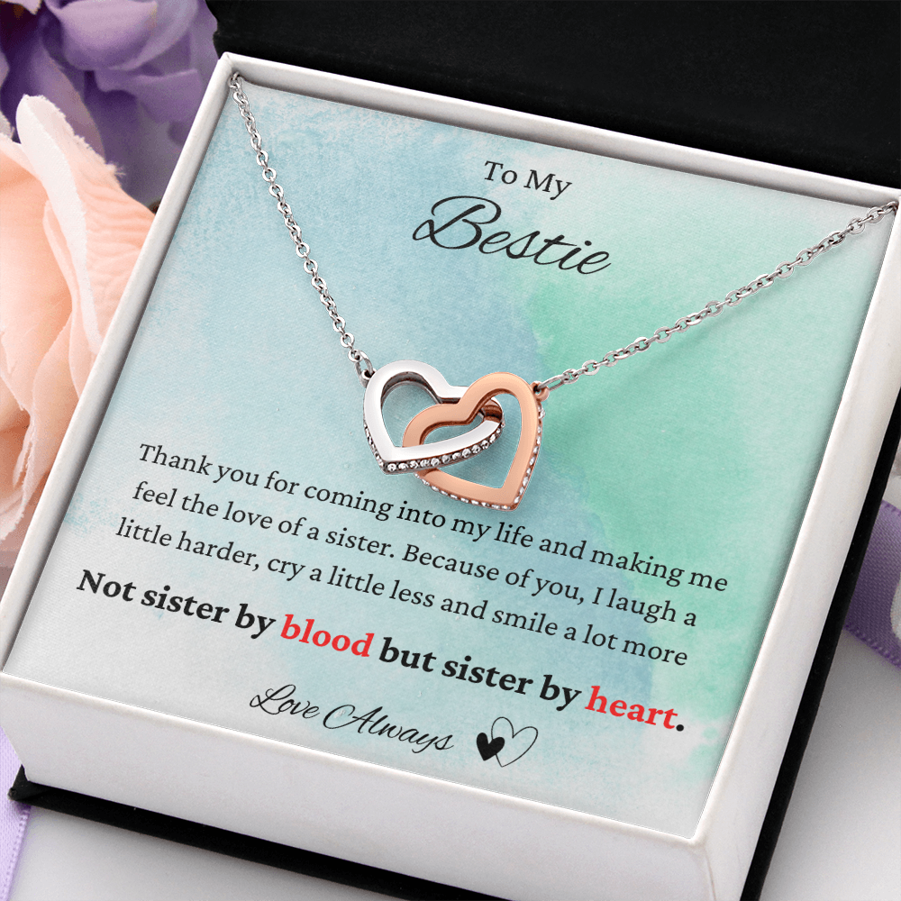 To My Bestie / Mother/ Daughter Interlocked Hearts Necklace