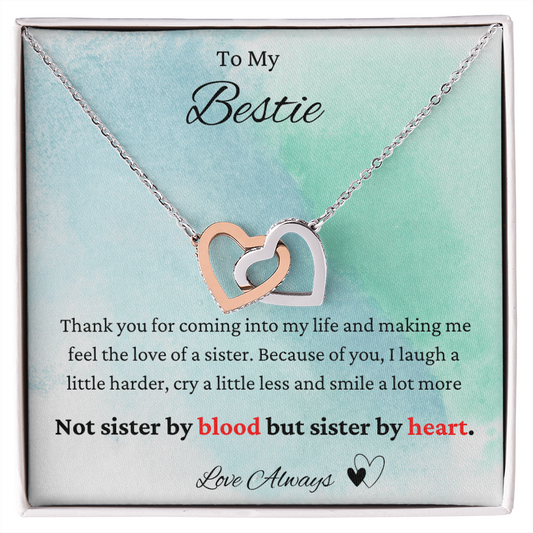 To My Bestie / Mother/ Daughter Interlocked Hearts Necklace