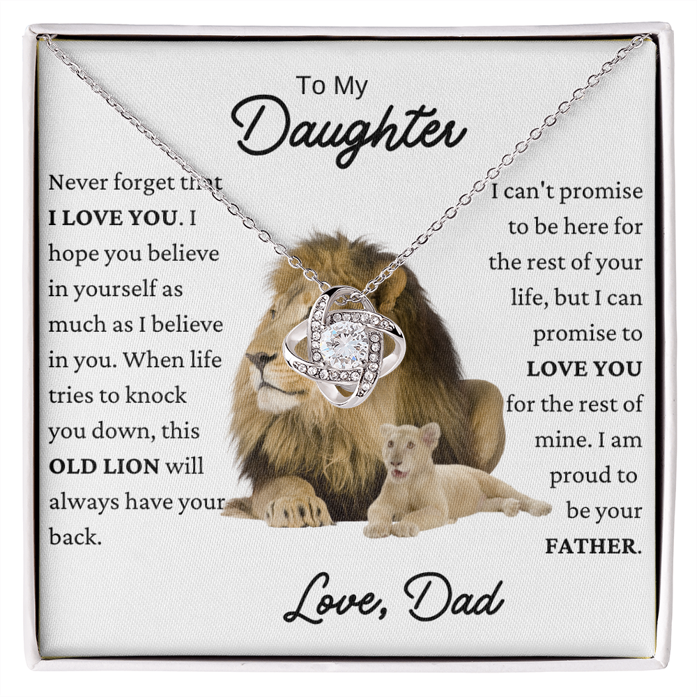 To My Daughter Lion No Hearts Love Knot Necklace
