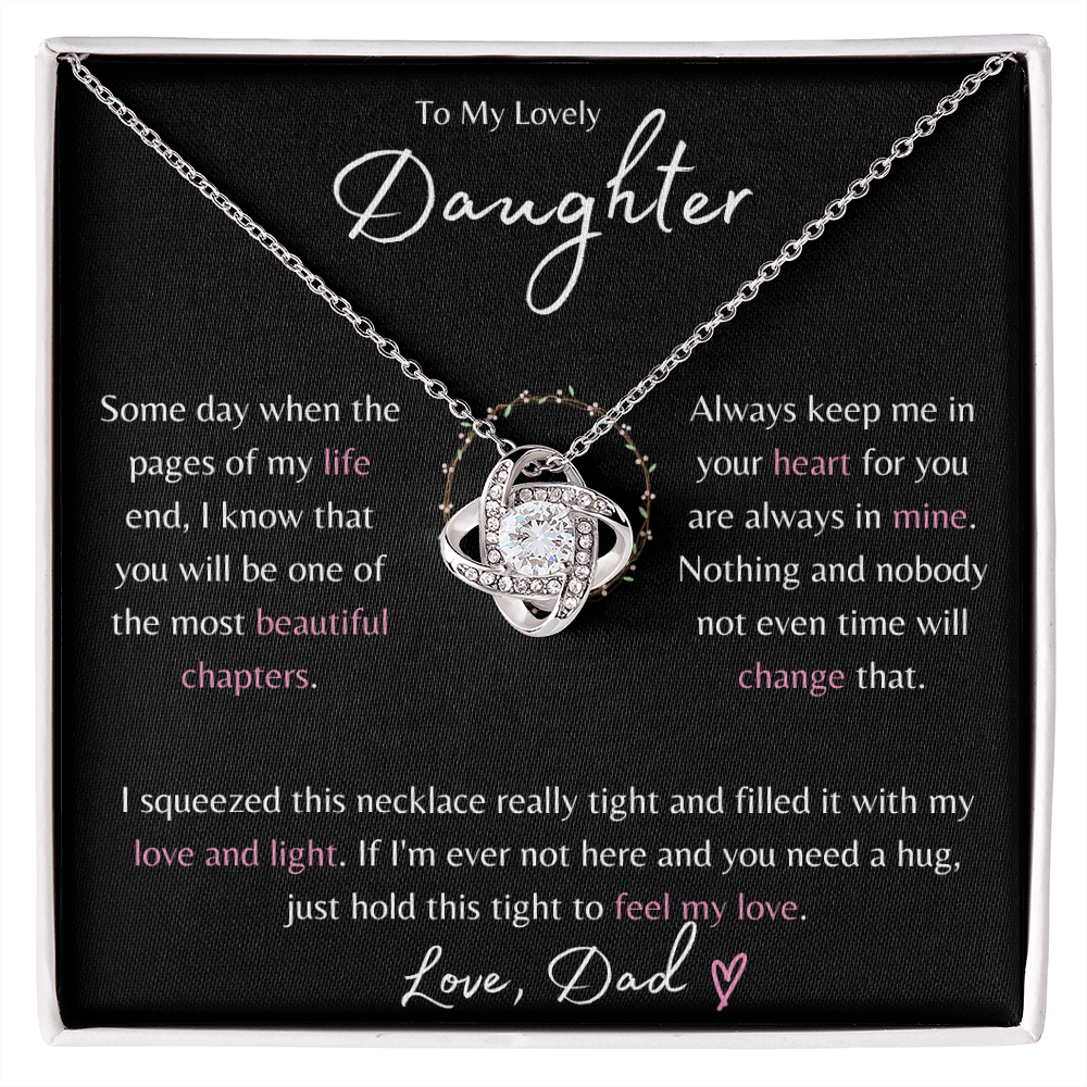 To My Daughter Floral Ring Love Knot Necklace