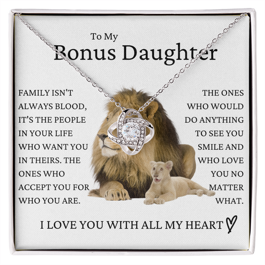 To My Bonus Daughter Family Love Knot Necklace