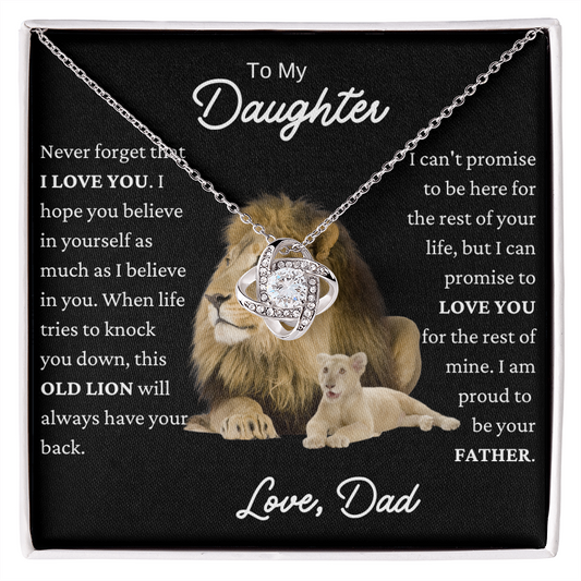 To My Daughter Lion BK Love Knot Necklace