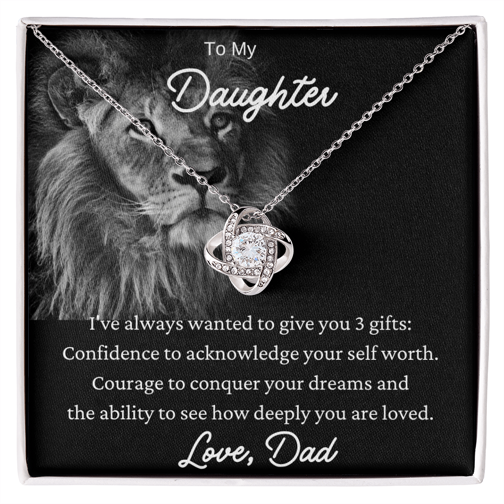 To My Daughter Lion Gift Love Knot Necklace