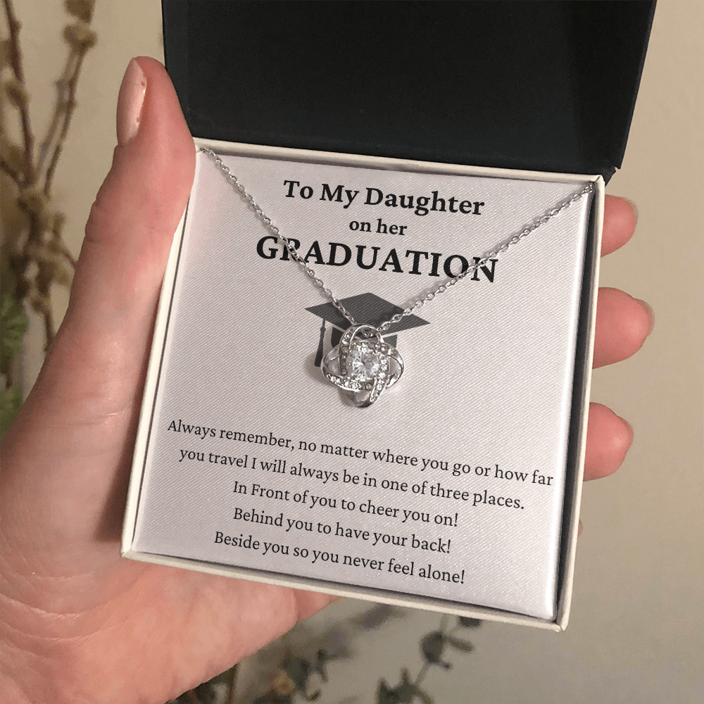 To My Daughter Graduation Love Knot Necklace