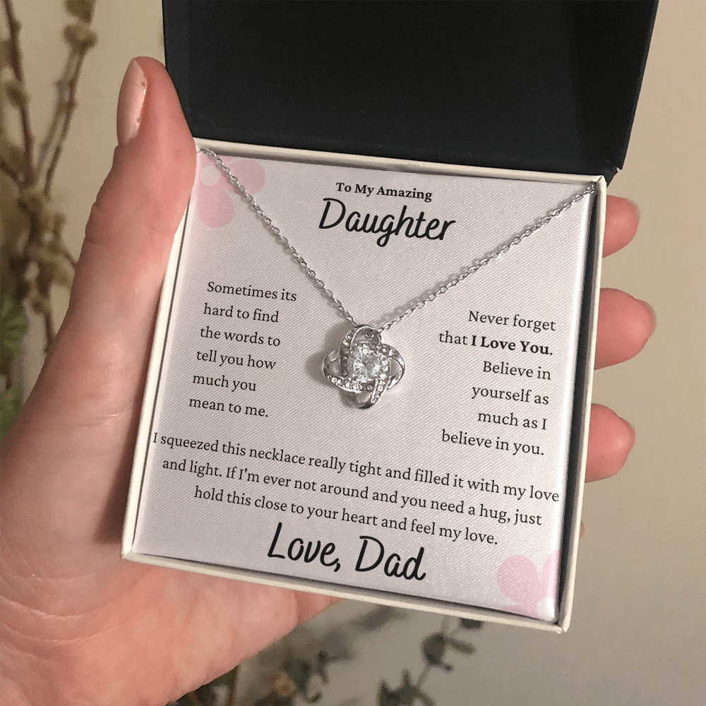 To My Daughter Flower Love Knot Necklace