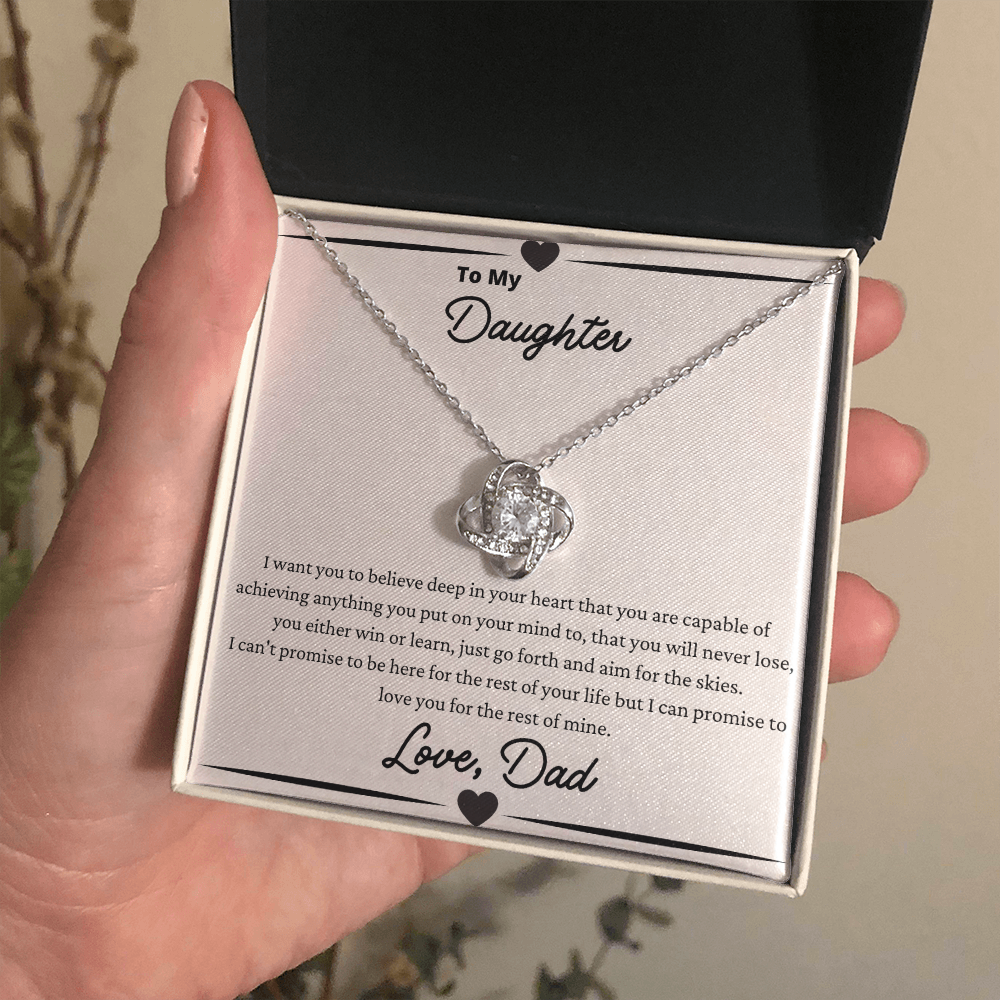 To My Daughter Believe Love Knot Necklace