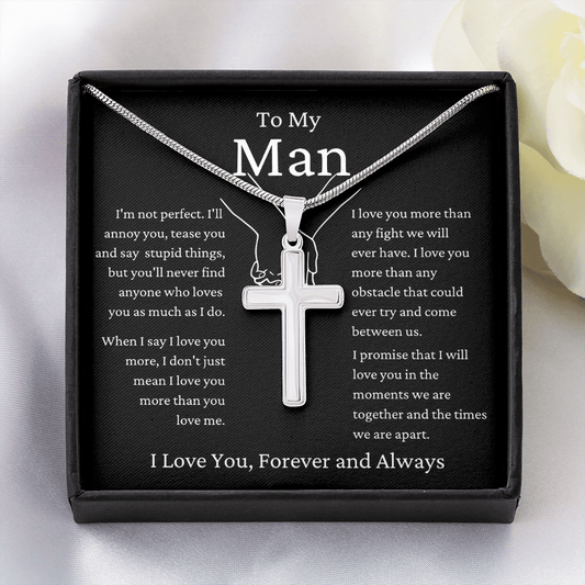 To My Man / Husband Black Cross Necklace