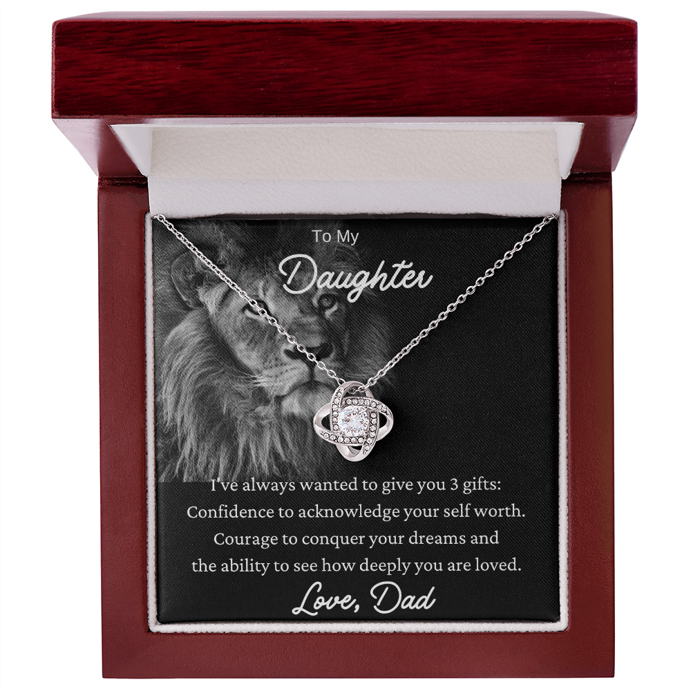 To My Daughter Lion Gift Love Knot Necklace