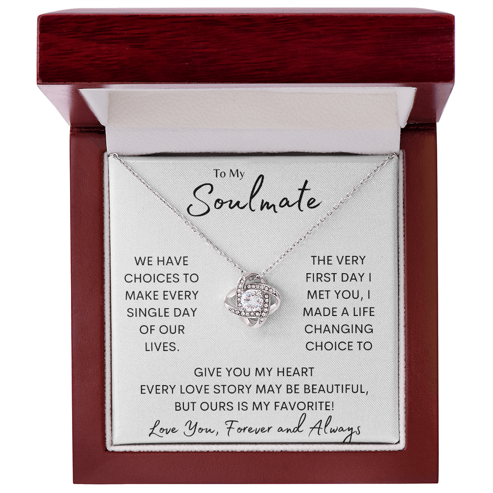 To My Soulmate Love Story Love Knot Necklace