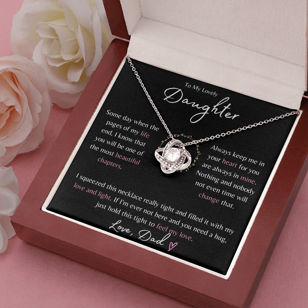 To My Daughter Floral Ring Love Knot Necklace