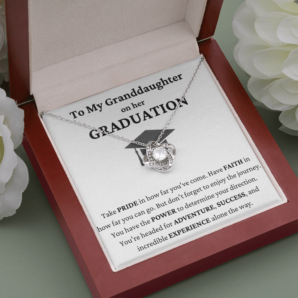 To My Granddaughter Graduation Love Knot Necklace