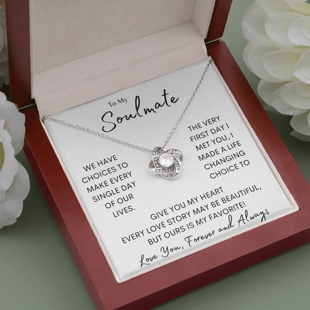 To My Soulmate Love Story Love Knot Necklace