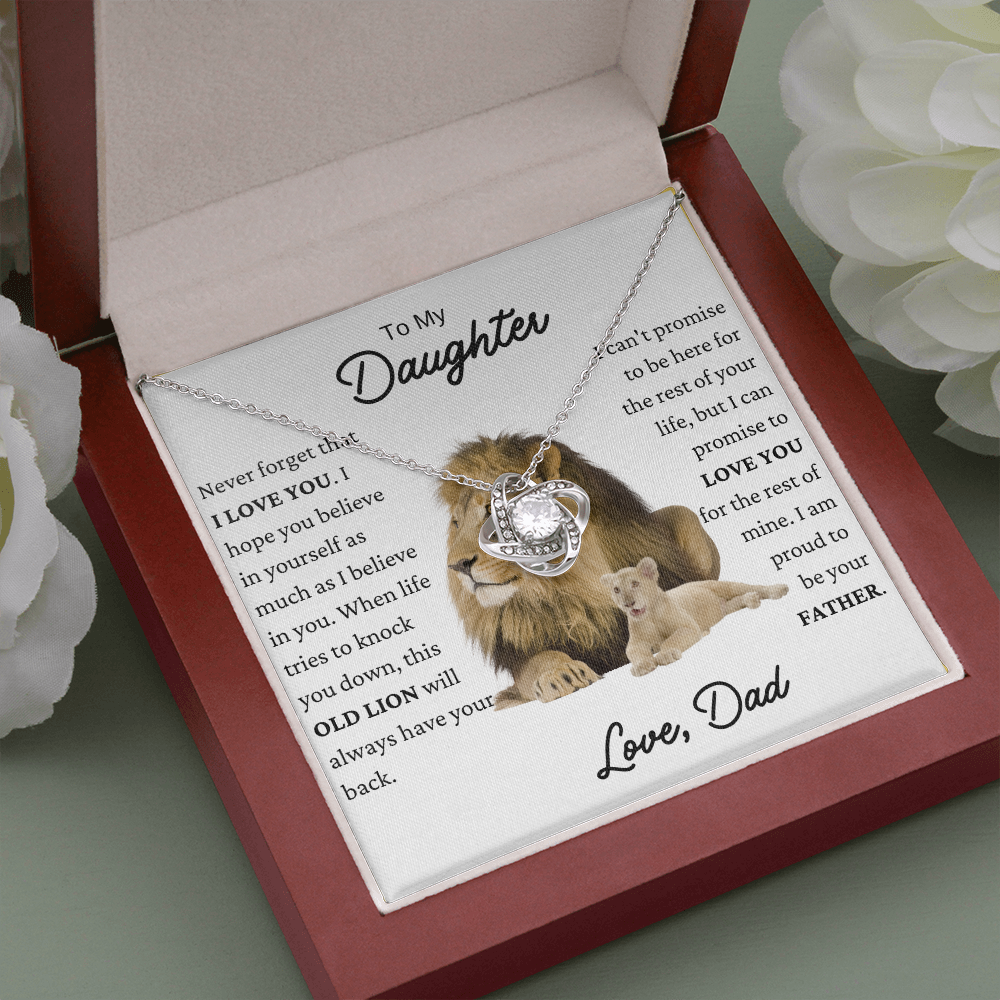 To My Daughter Lion No Hearts Love Knot Necklace