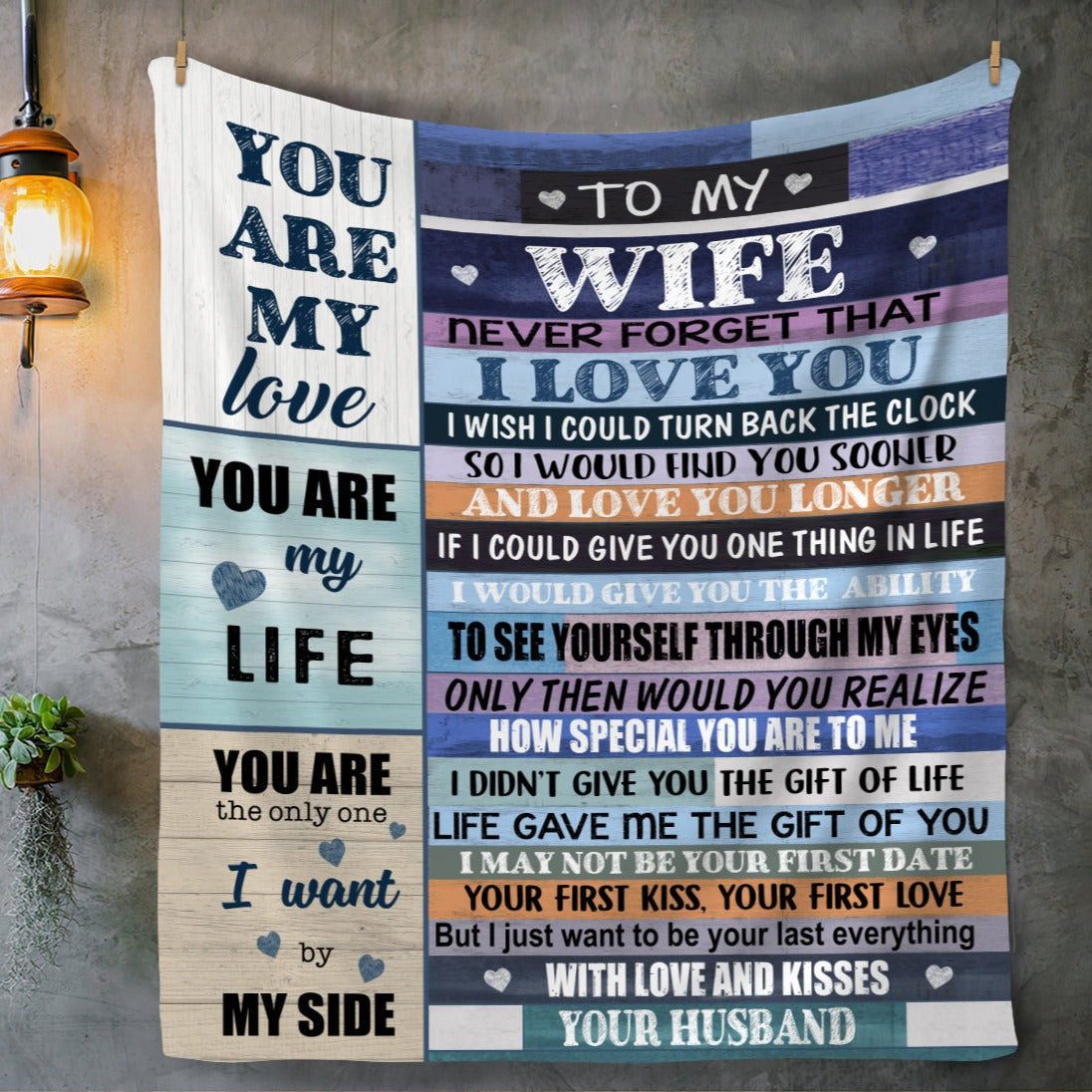 Wife I Love You Cozy Fleece / Sherpa Blanket