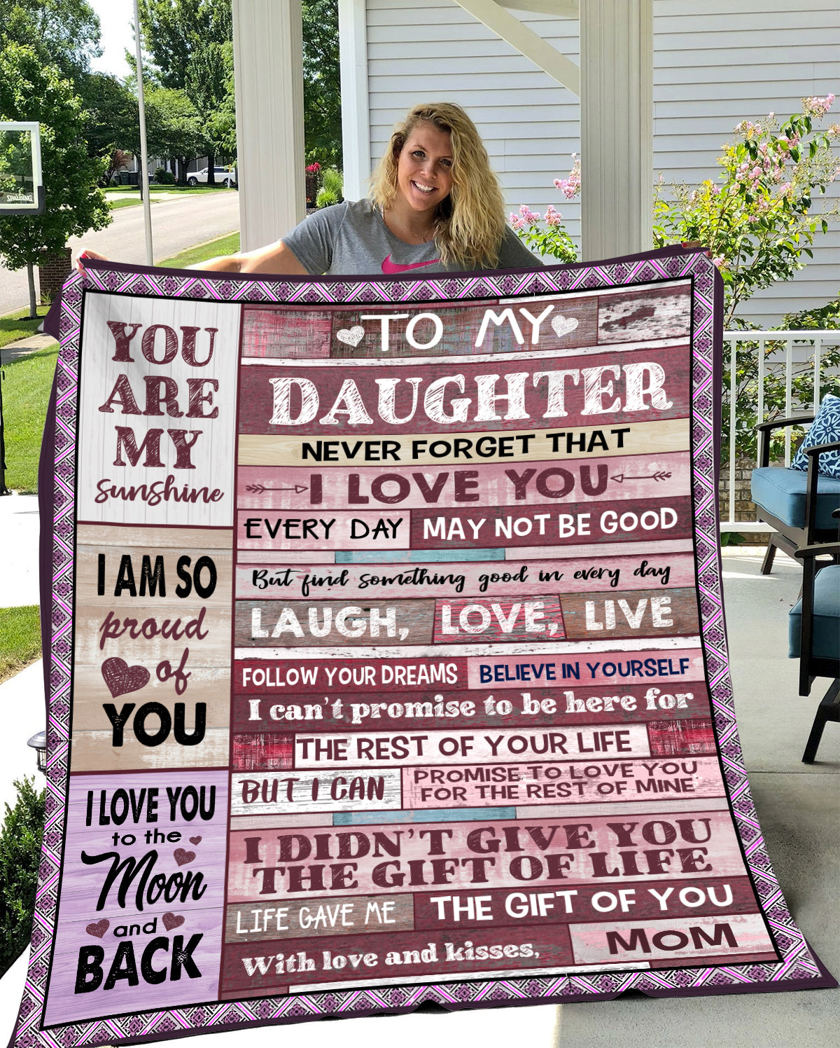Daughter Laugh Love Live Cozy Fleece Blanket
