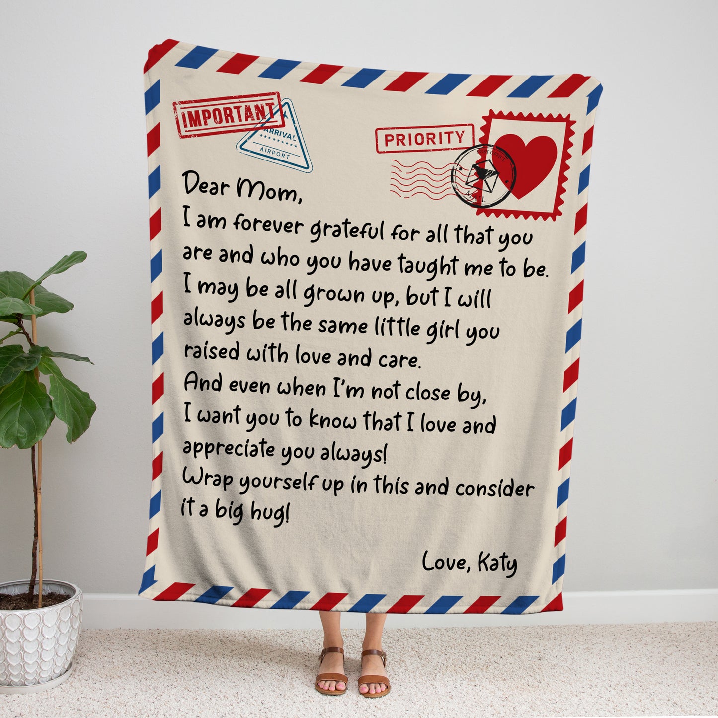 Dear Mom From Daughter | Forever Grateful | Letter Blanket