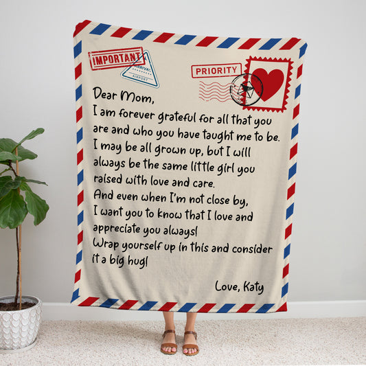 Dear Mom From Daughter | Forever Grateful | Letter Blanket