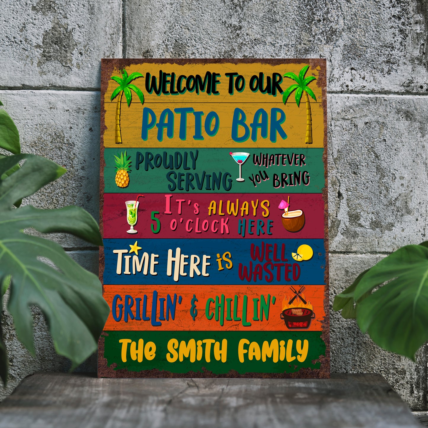 Welcome To Our Grilling Chilling | Metal Art Sign Decor | Home Sign Gift
