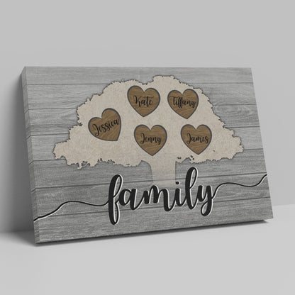 Family Tree Personalize Canvas Wall Art | Wedding Anniversary Engagement Love Gift