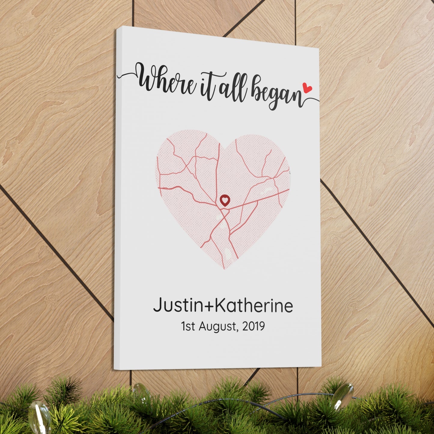 Where It All Began Personalize Canvas Wall Art | Wedding Anniversary Engagement Love Gift