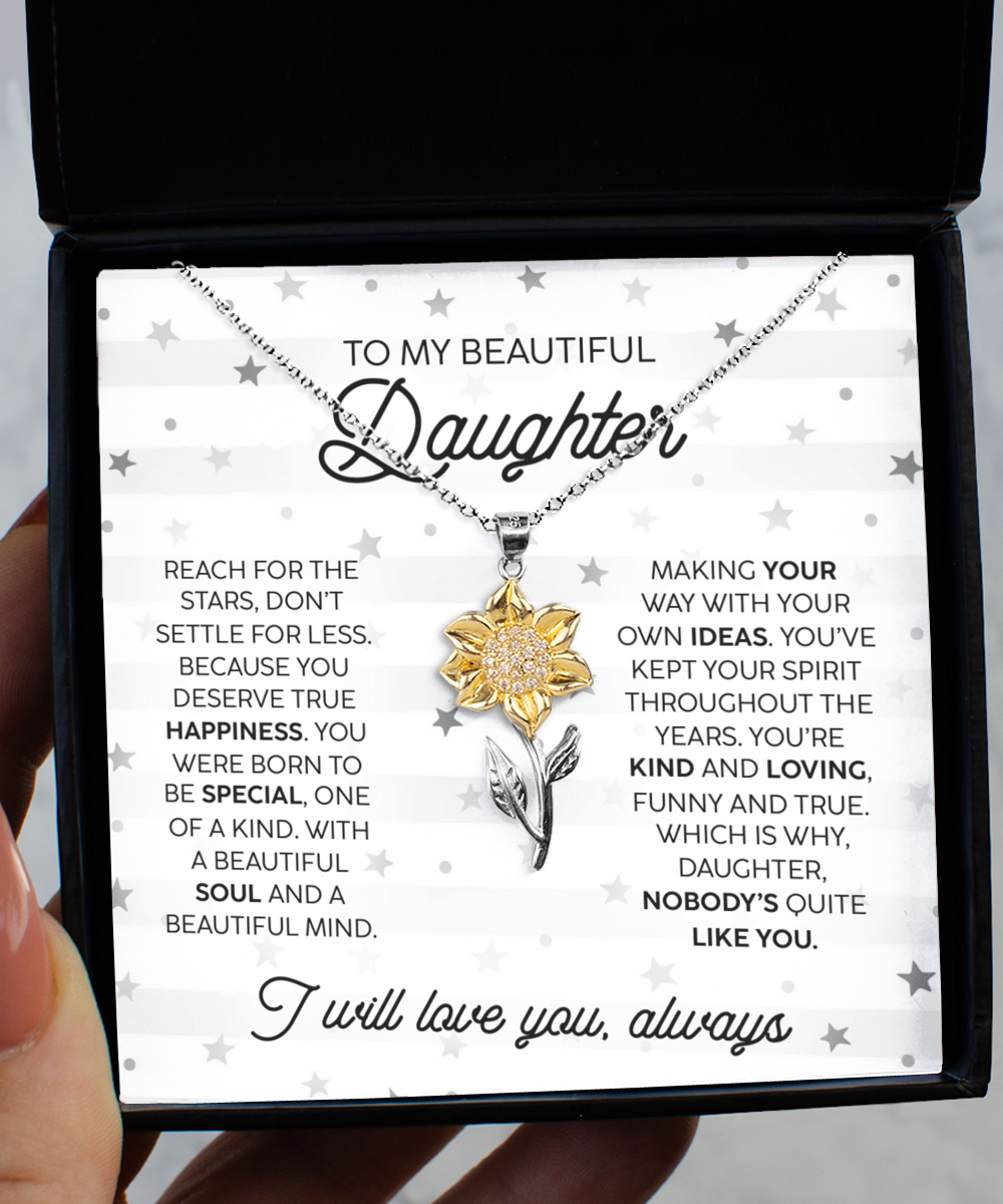 Daughter Kind and Loving Sunflower Necklace