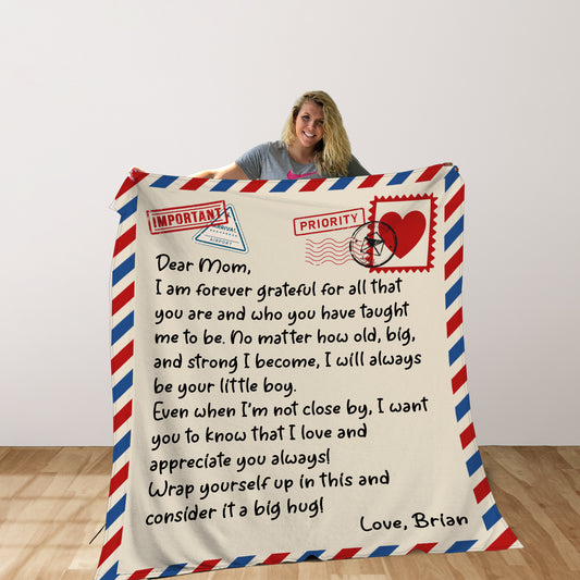 Dear Mom From Son | Forever Grateful | Letter Blanket