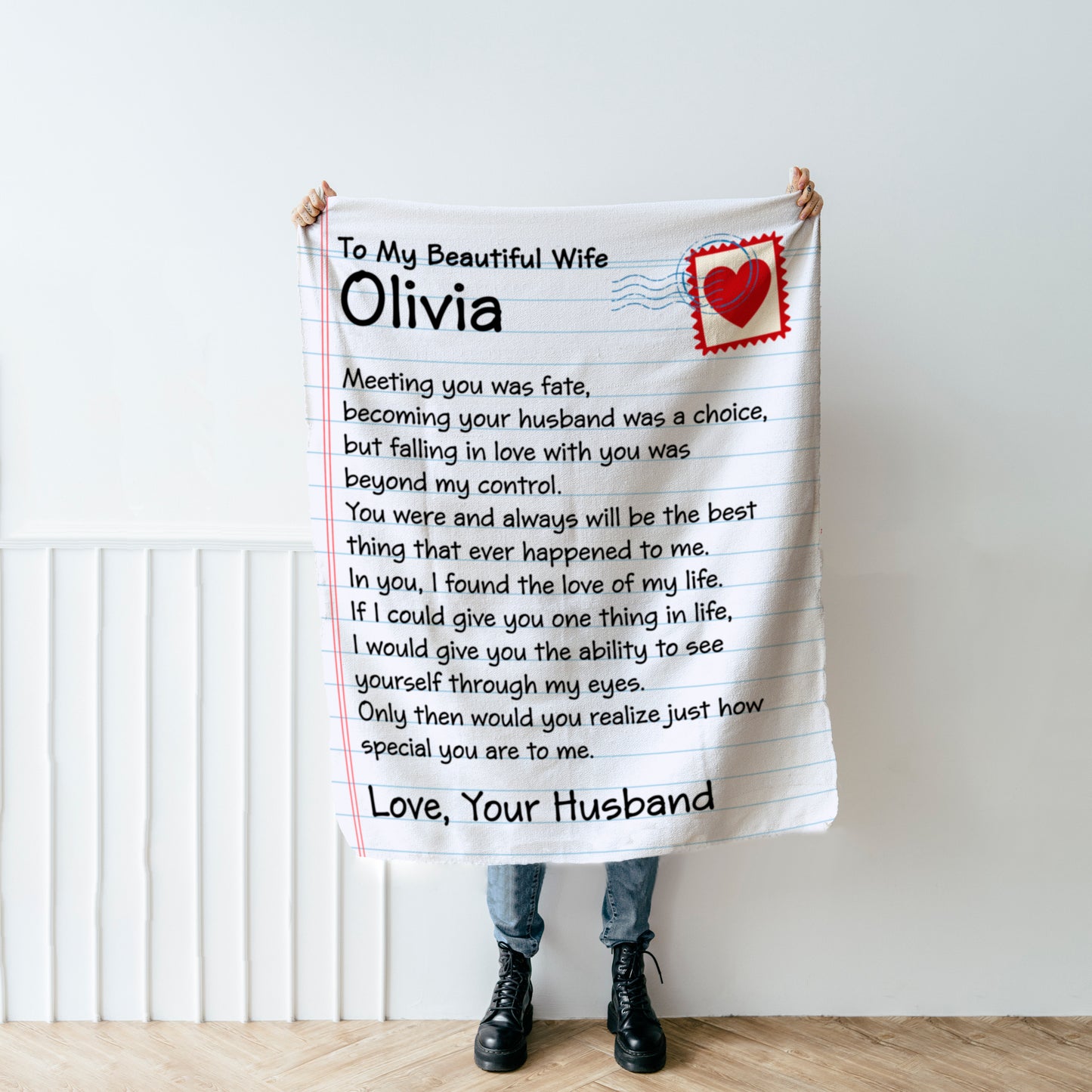 To My Beautiful Wife From Husband | Meeting You Was Fate | Love Letter Blanket