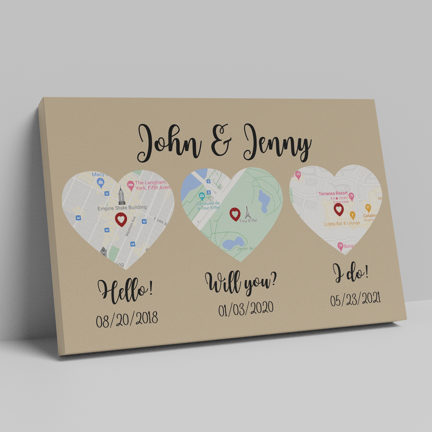 Personalize Marriage Canvas Wall Art | Wedding Anniversary Engagement Love Gift